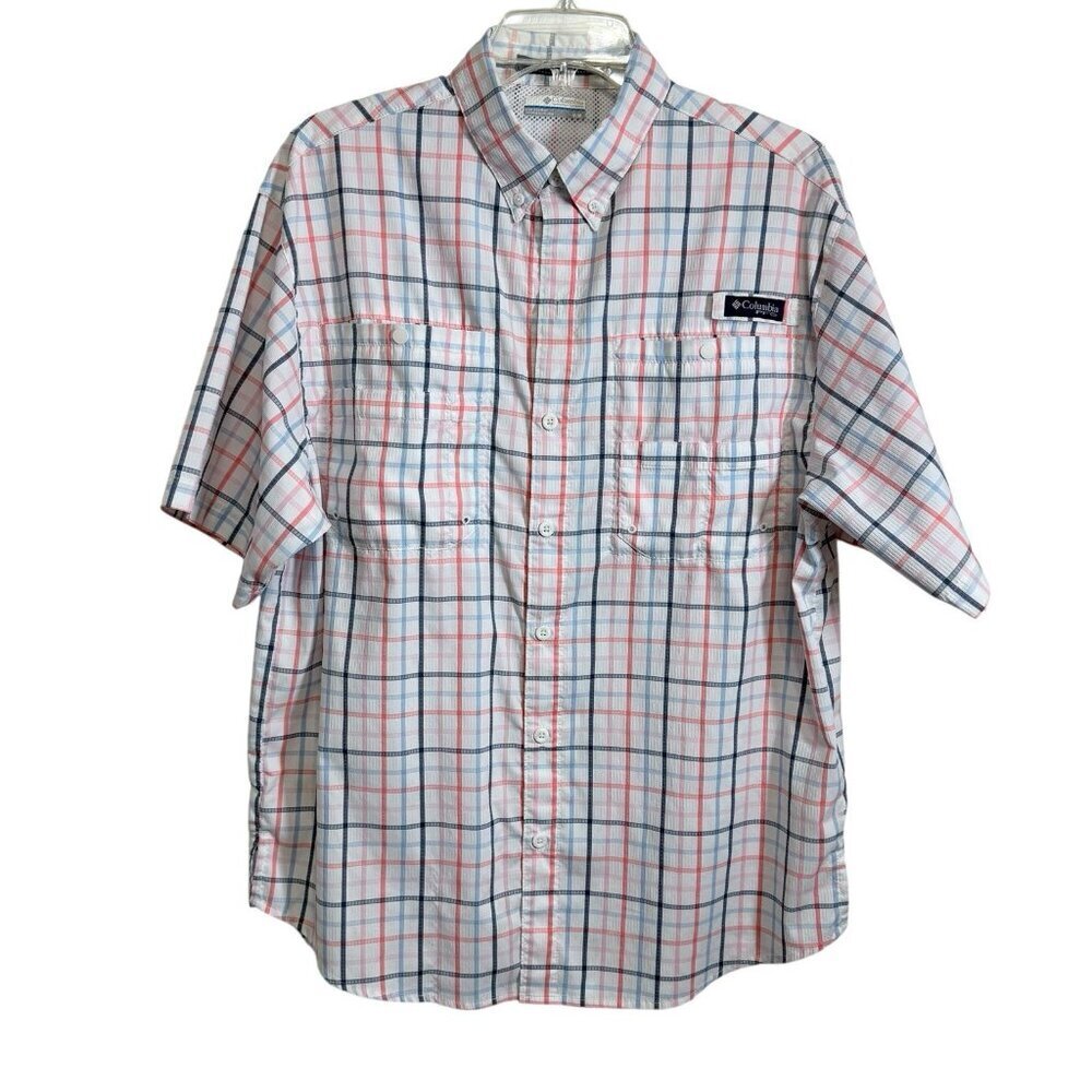 Columbia Super Tamiami Plaid Men's Size Medium Short Sleeve Shirt Lightweight